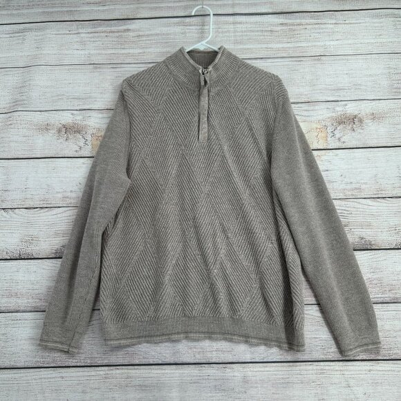 Tommy Bahama 1/4 Zip Pima Cotton‎ Diamond Knit Sweater Men's Size XL Beige - Picture 1 of 8